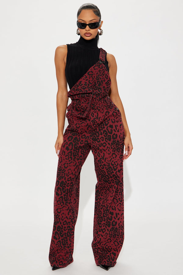 Match The Energy Leopard Overalls - Red