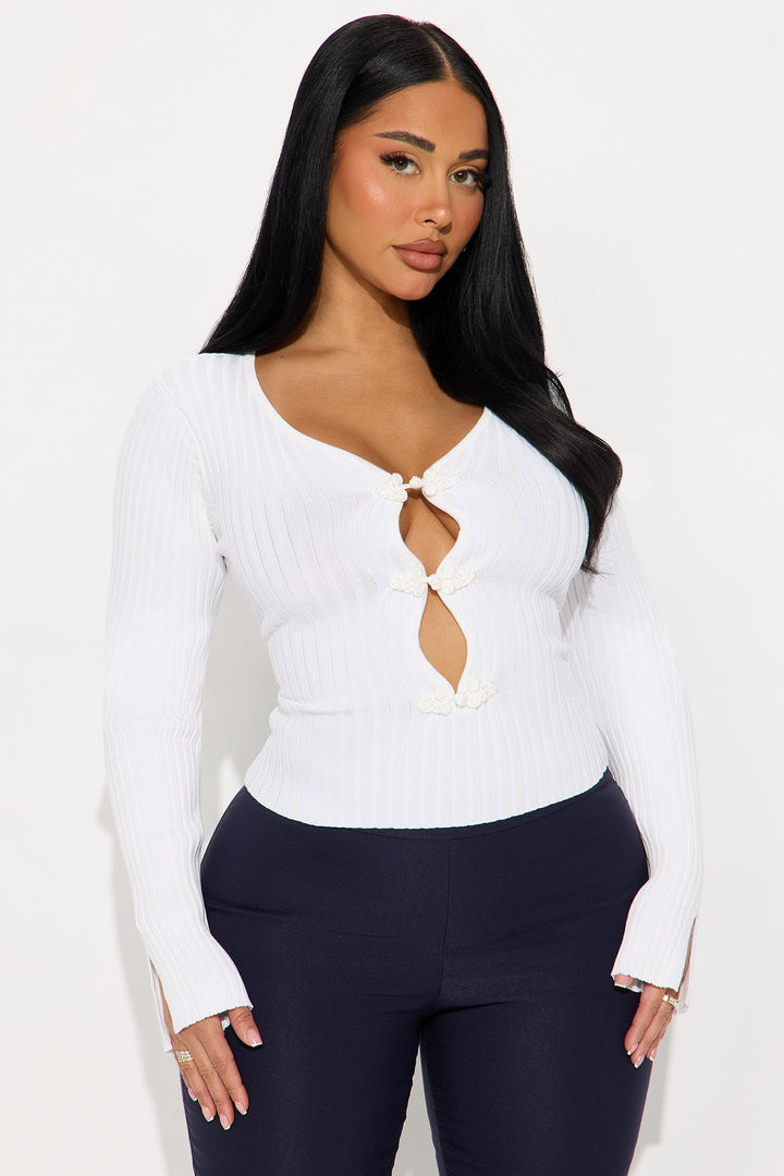 Dare To Dream Applique Sweater Top - White