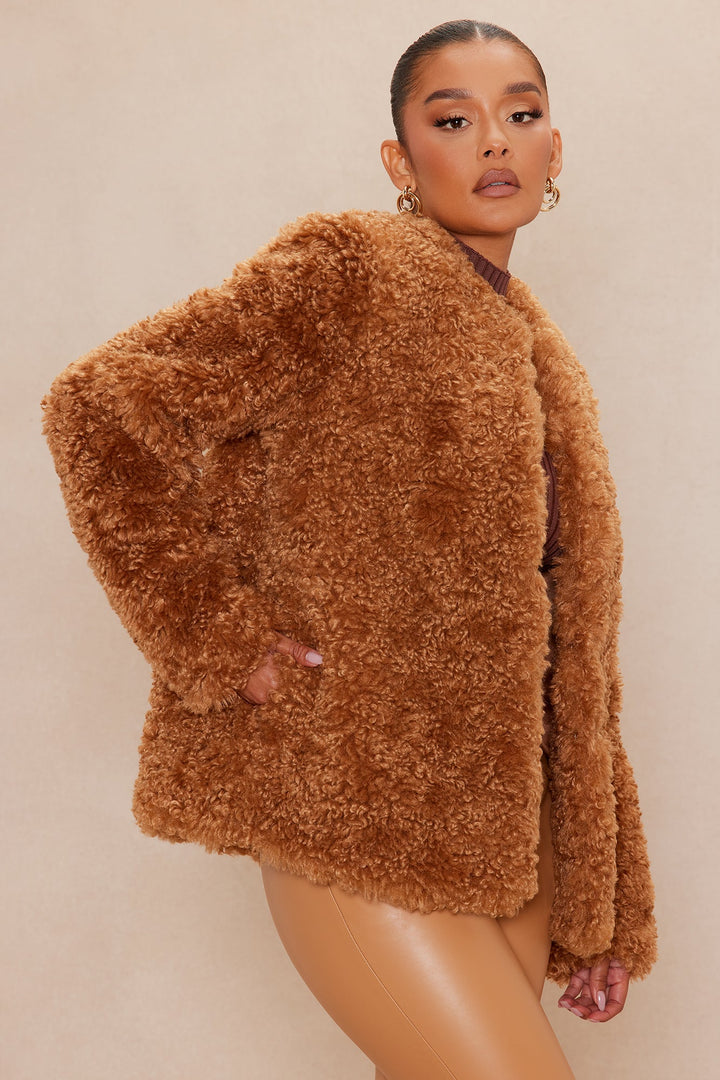 Arden Sherpa Fur Jacket - Camel
