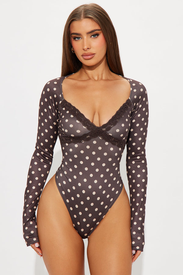 Alodia Polka Dot Bodysuit - Brown/combo