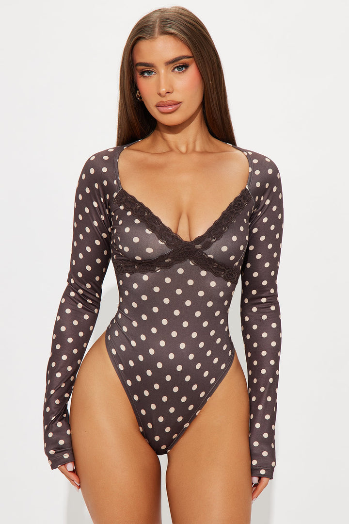 Alodia Polka Dot Bodysuit - Brown/combo