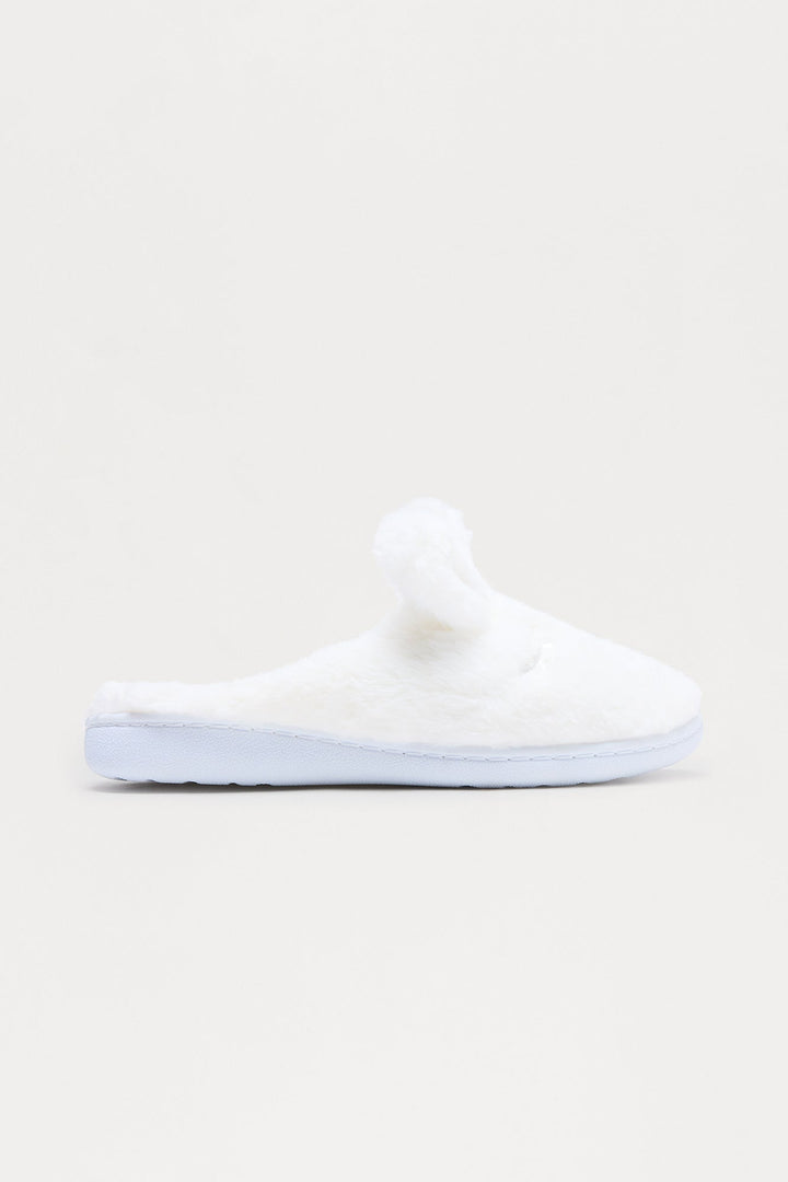 Trix Faux Fur Slippers - White