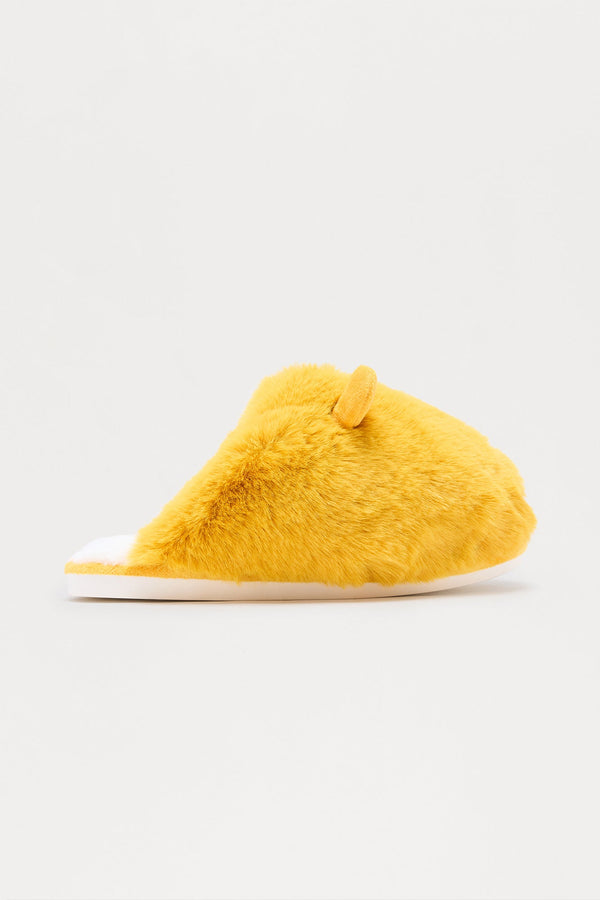 Fifi Faux Fur Slippers - Mustard