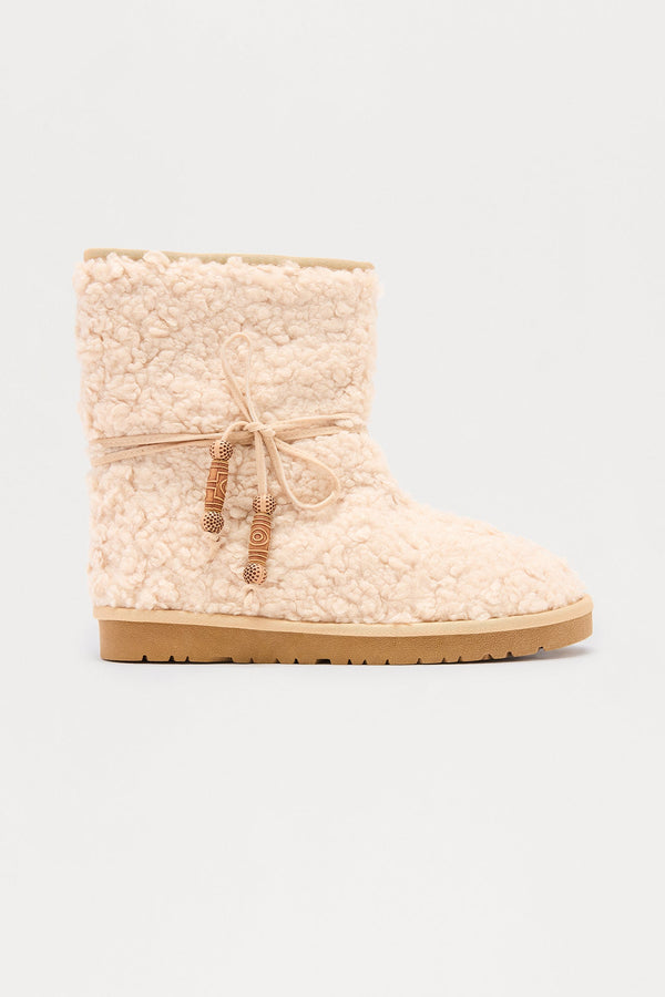 Calgary Faux Fur Booties - Nude