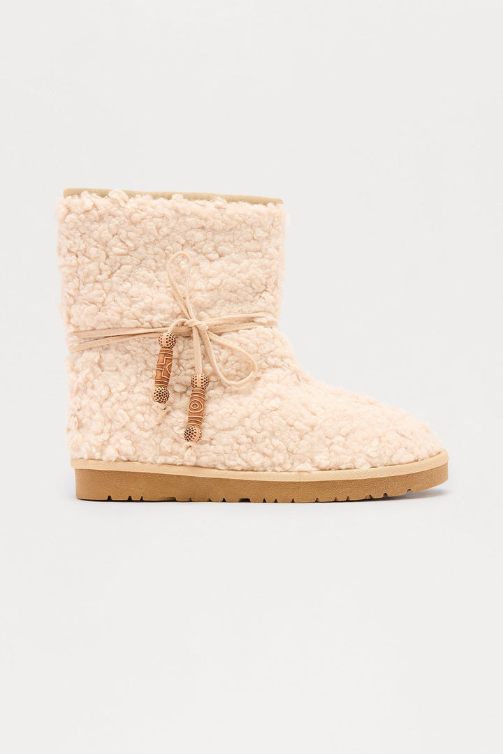 Calgary Faux Fur Booties - Nude