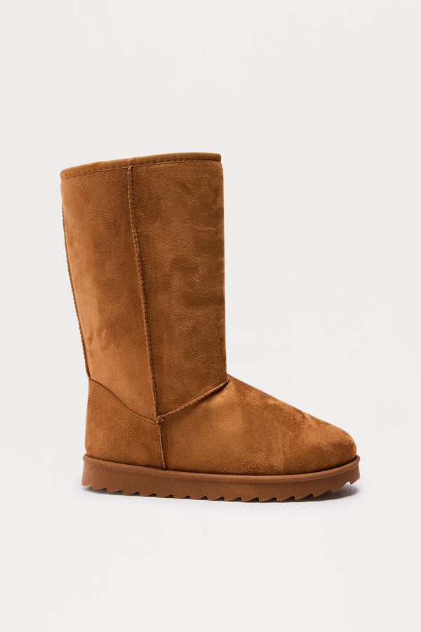 Frossie Faux Suede Boots - Chestnut