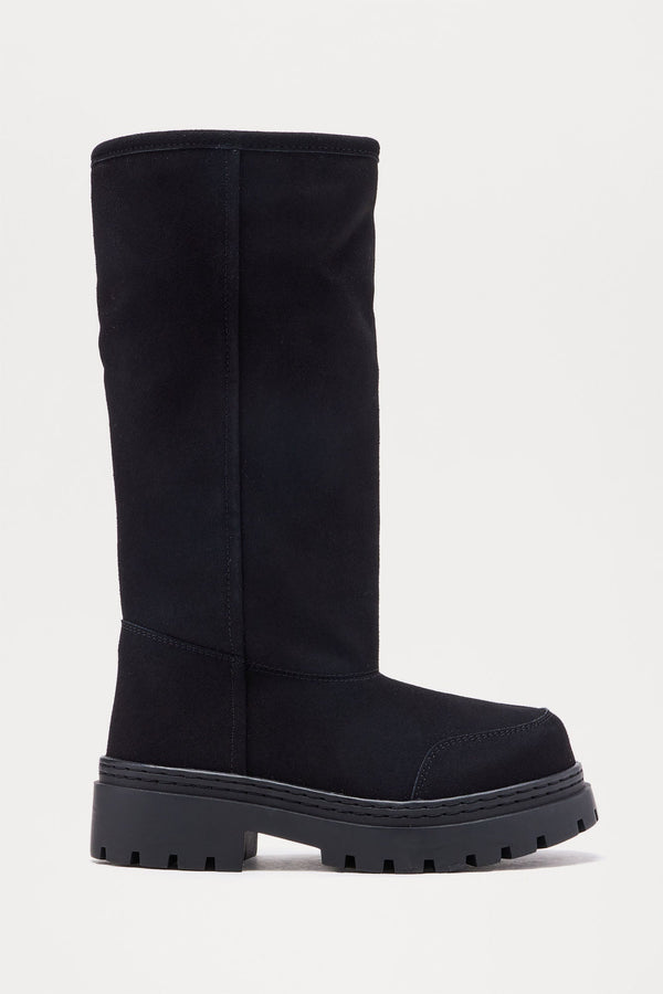 Torria Faux Suede Boots - Black