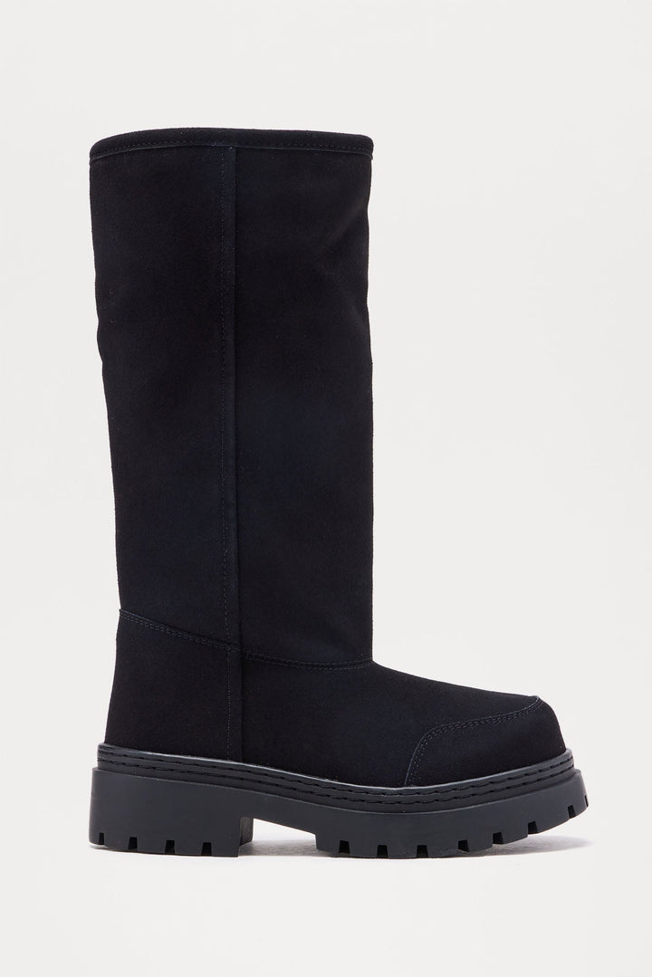 Torria Faux Suede Boots - Black