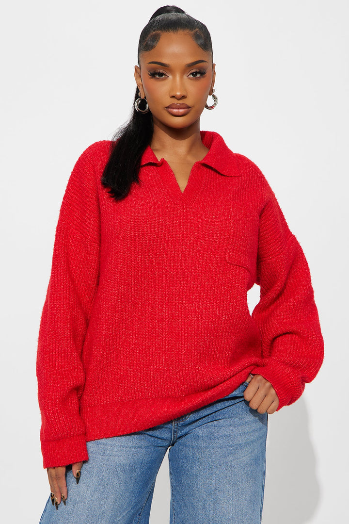 Ollie Polo Sweater - Red