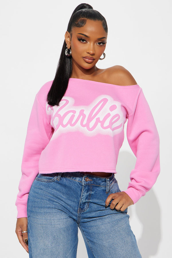 Barbie Off The Shoulder Sweatshirt - Pink