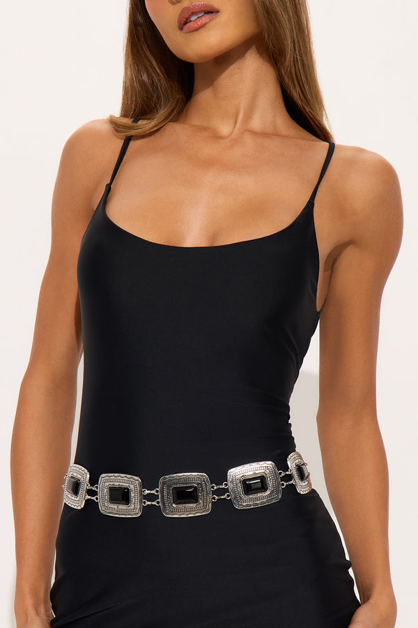 Montana Concho Chain Belt - Silver/Black