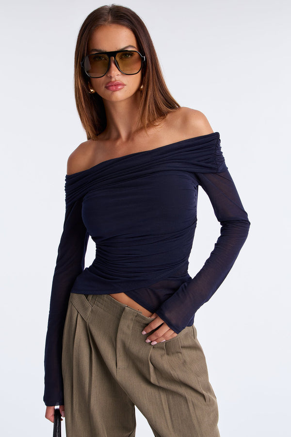 Mable Off Shoulder Top - Navy