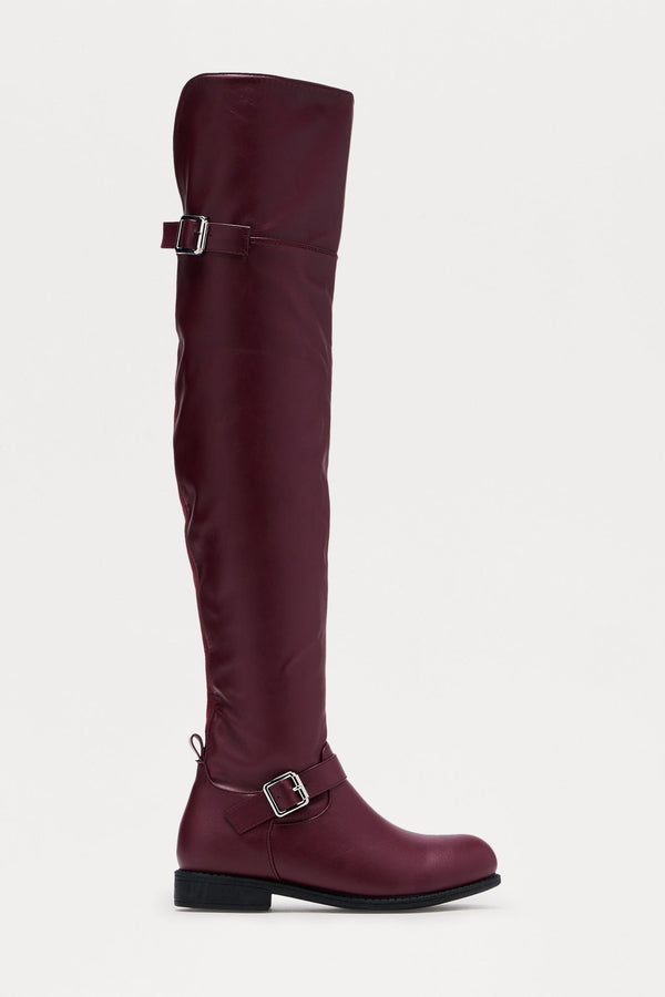 Sable Buckle Boots - Burgundy