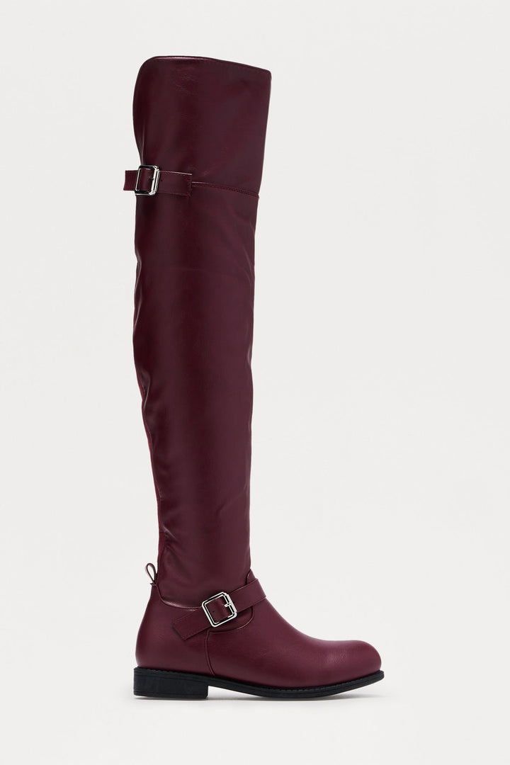 Sable Buckle Boots - Burgundy
