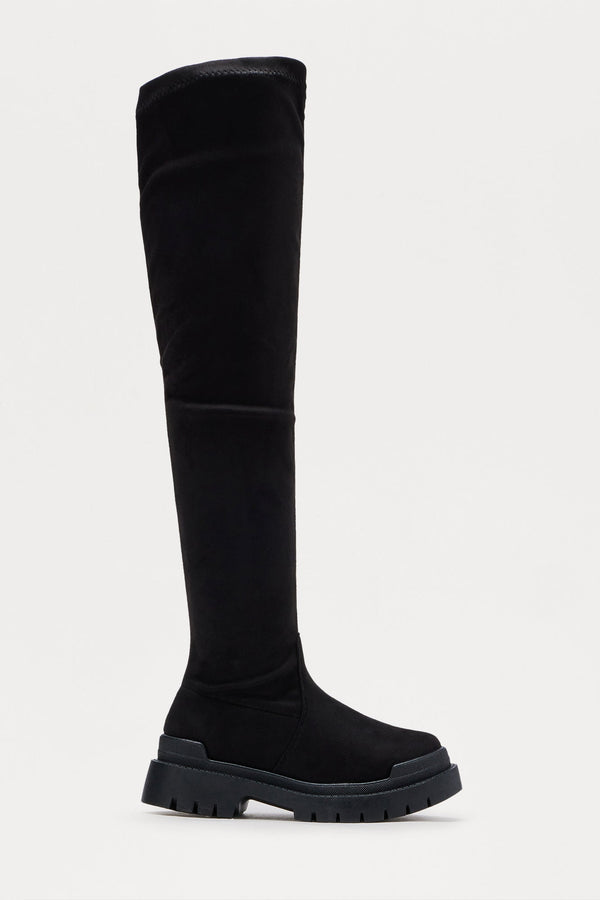Attitude Check Over The Knee Boots - Black