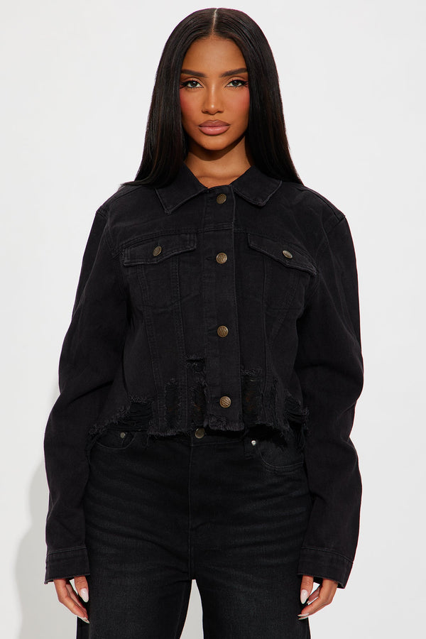 Do Gooder Distressed Denim Jacket - Black