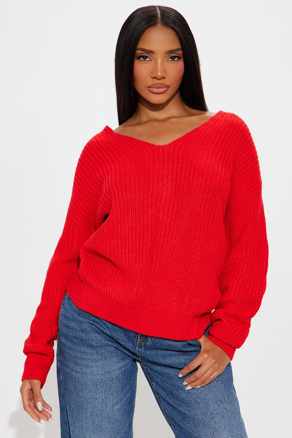Falls Favorite Girl Sweater II - Tomato Red