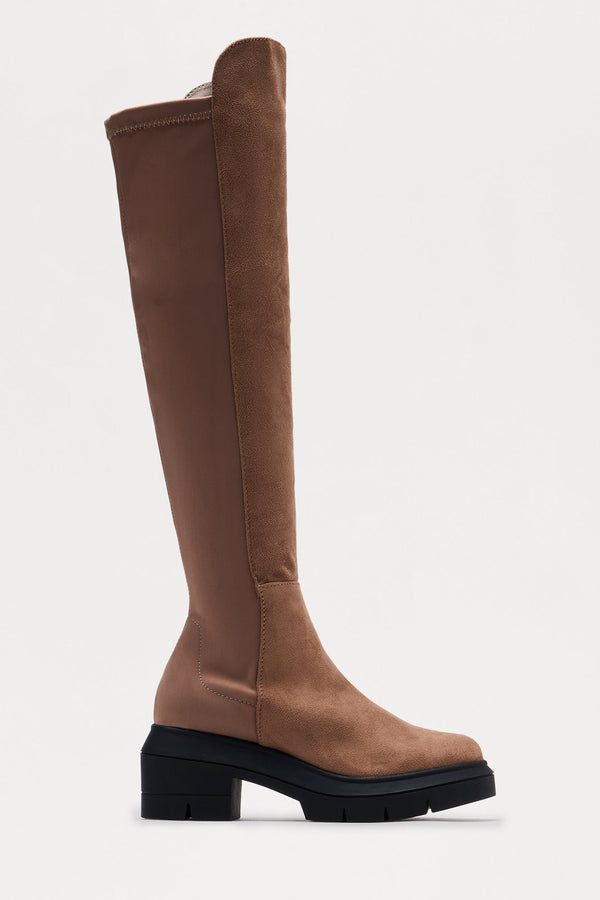 Teddy Knee High Boots - Brown
