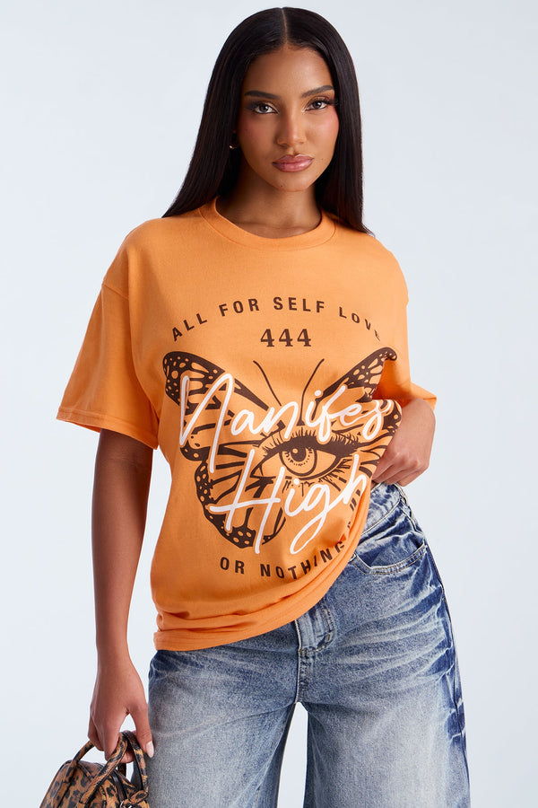 Manifest Higher Butterfly Tee - Tangerine