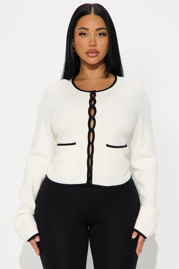 Summer Preview Contrast Cardigan - White/Black