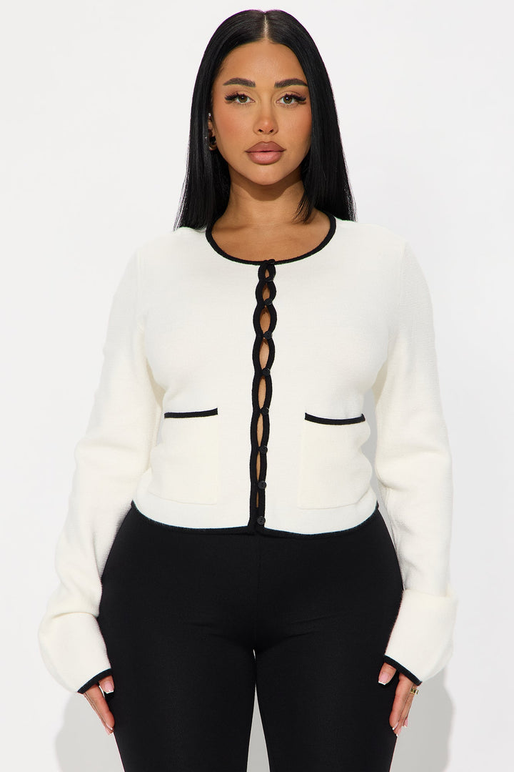 Summer Preview Contrast Cardigan - White/Black