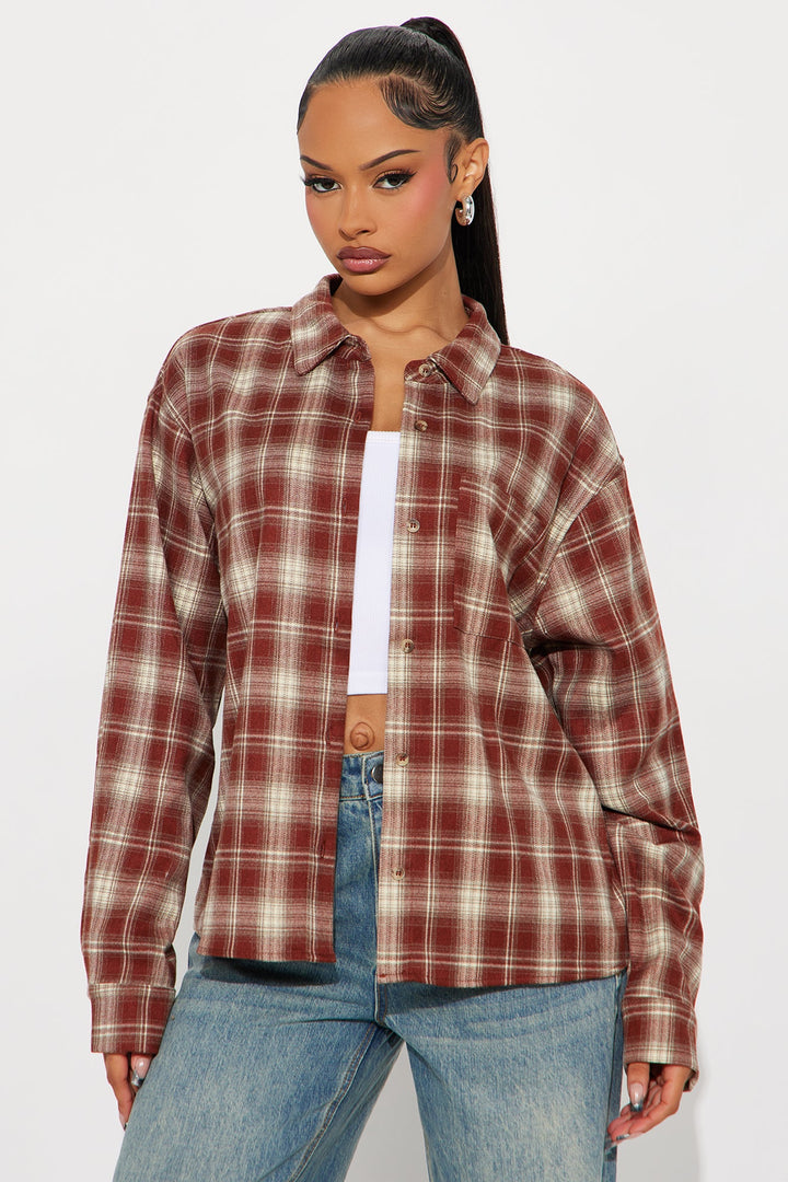You Know Me Plaid Shirt - Rust