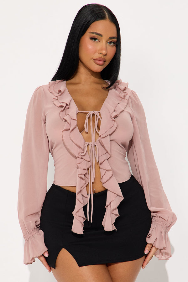 That's Me Ruffle Chiffon Flyaway Top - Mauve