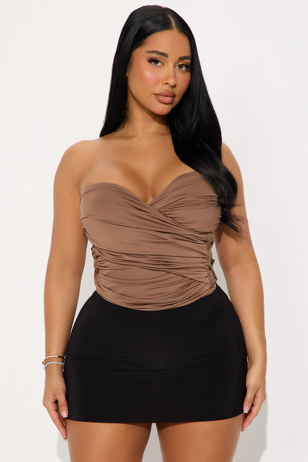 Favorite Part Ruched Tube Top - Mocha