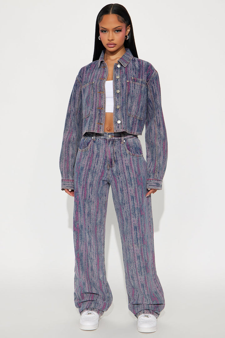 Natural Mystic Jacquard Straight Leg Jeans - Multi Color