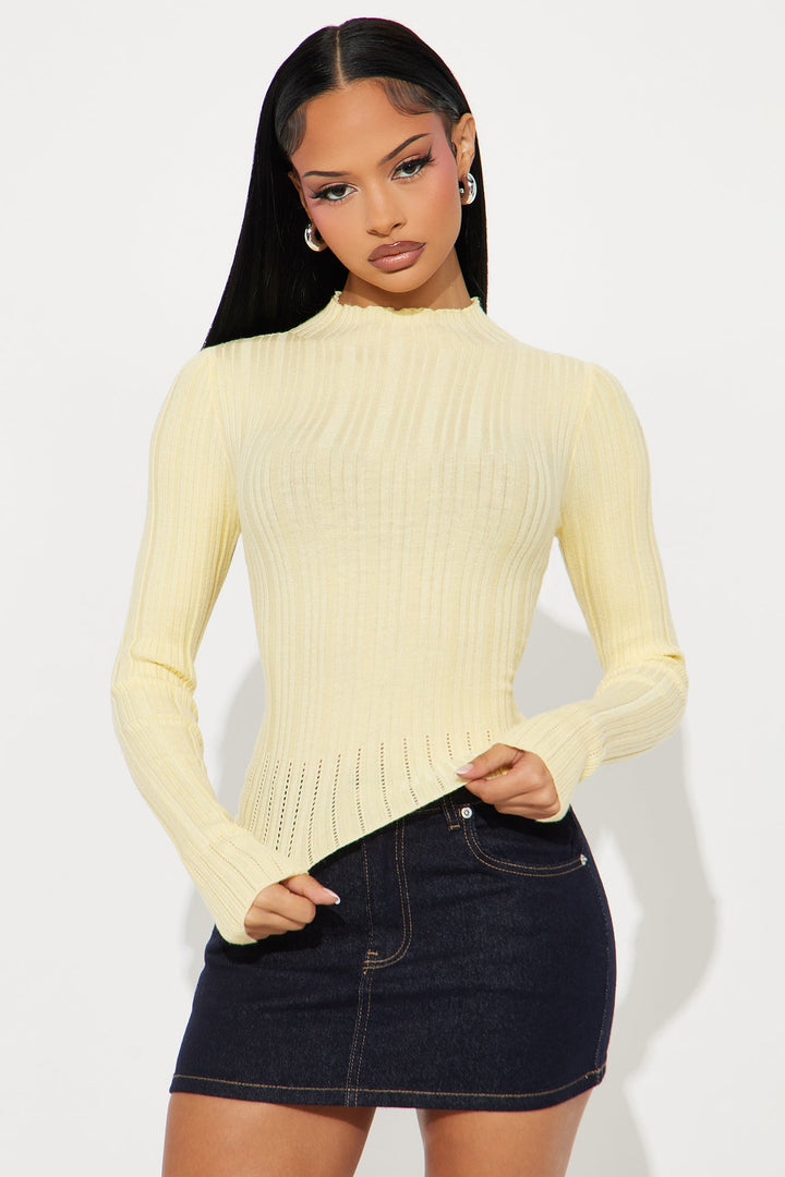 Ellis Mock Neck Sweater Top - Butter Yellow