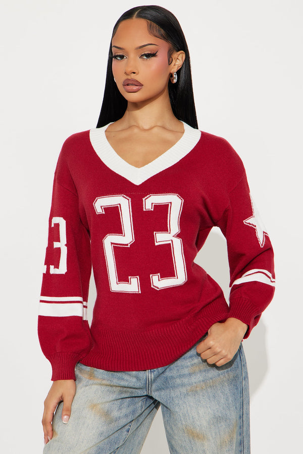 Here For The Snacks Sweater Jersey - Red/combo