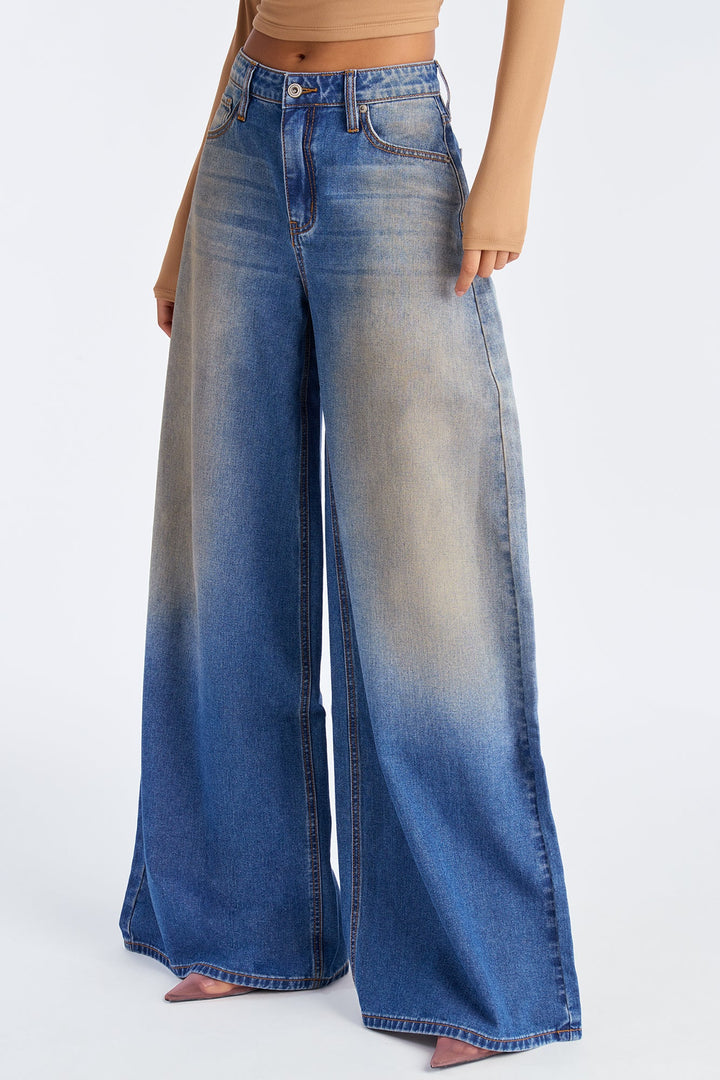 Hot Seat Tinted Baggy Jeans - Medium Wash