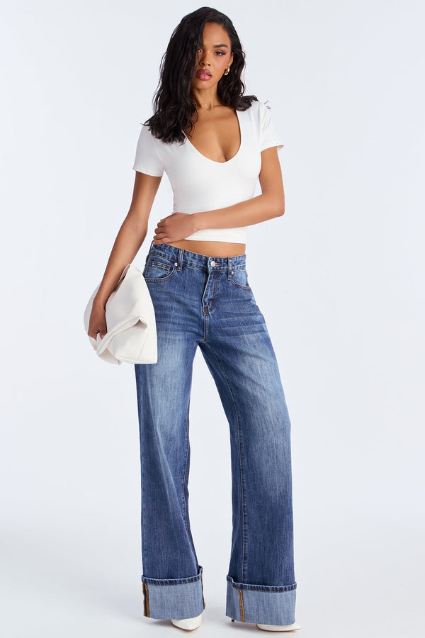 It's Clear To See Tinted Stretch Straight Leg Jeans - Dark Wash