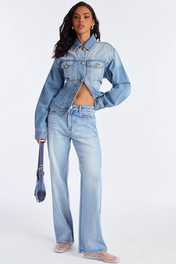 Keep My Secret High Rise Stretch Straight Leg Jeans - Medium Wash