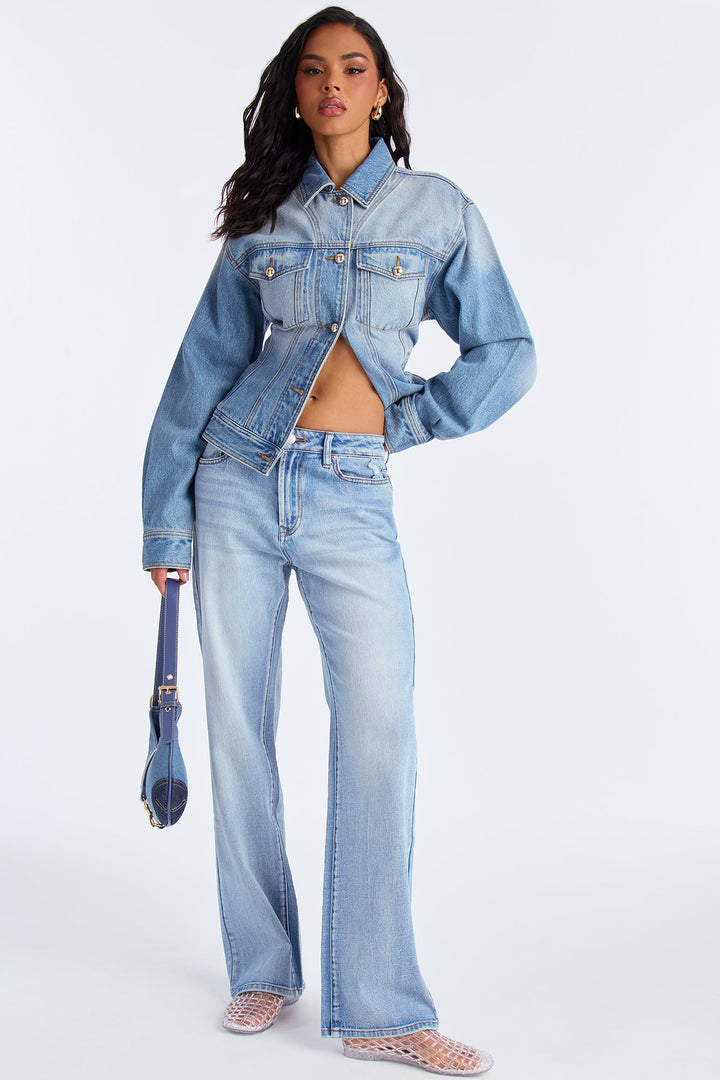 Keep My Secret High Rise Stretch Straight Leg Jeans - Medium Wash