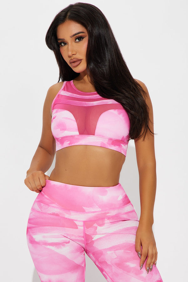 Reaching Goals Abstract Active Sports Bra - Pink/combo