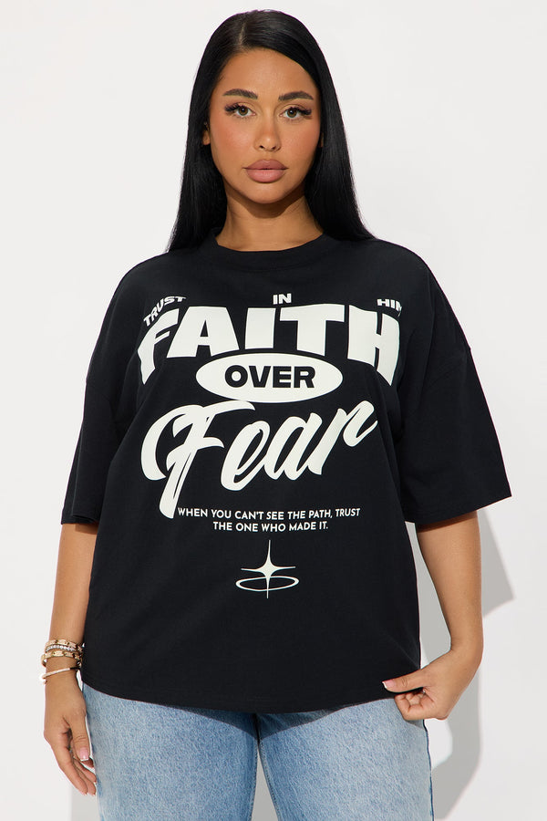 Faith Over Fear Oversize Tee - Black