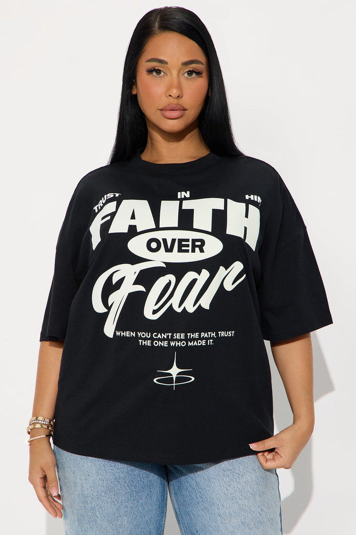 Faith Over Fear Oversize Tee - Black