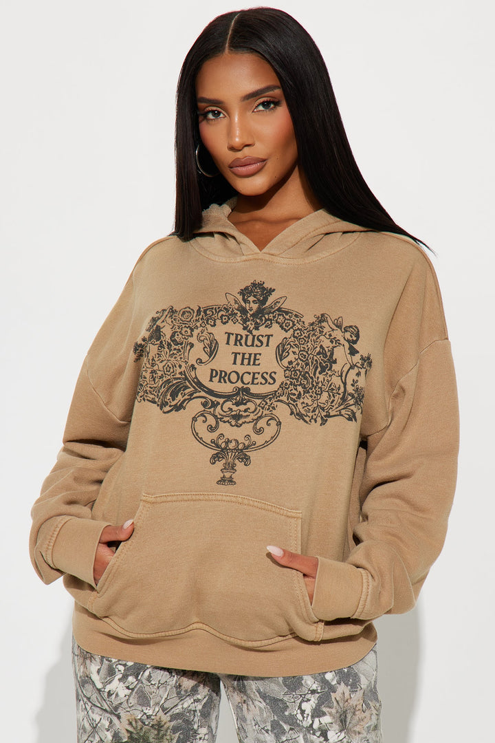 Trust The Process Pull Over Hoodie - Tan