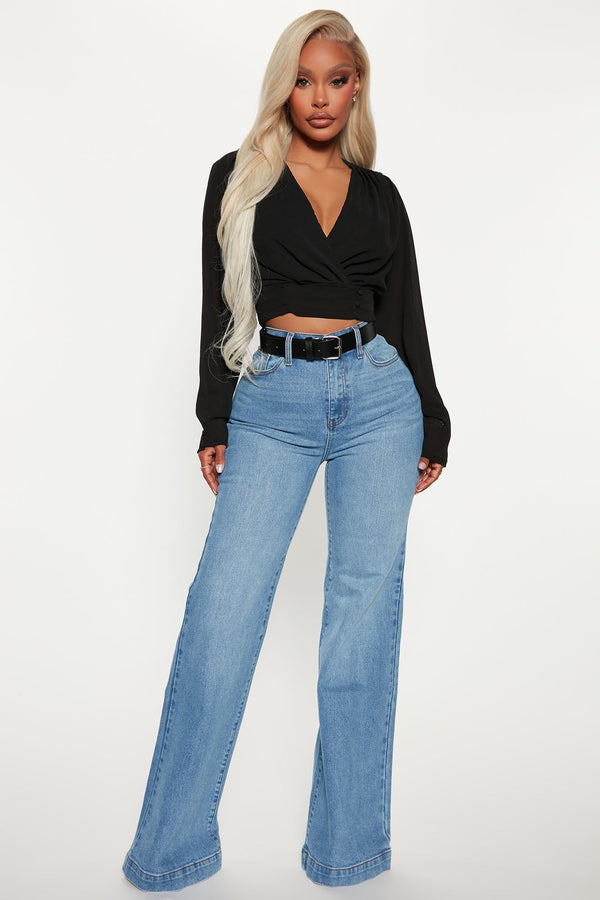 Bridge The Distance Wide Leg Jeans - Blue Wash