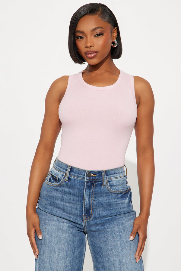 Bree Lace Up Ribbed Tank Top - Pink
