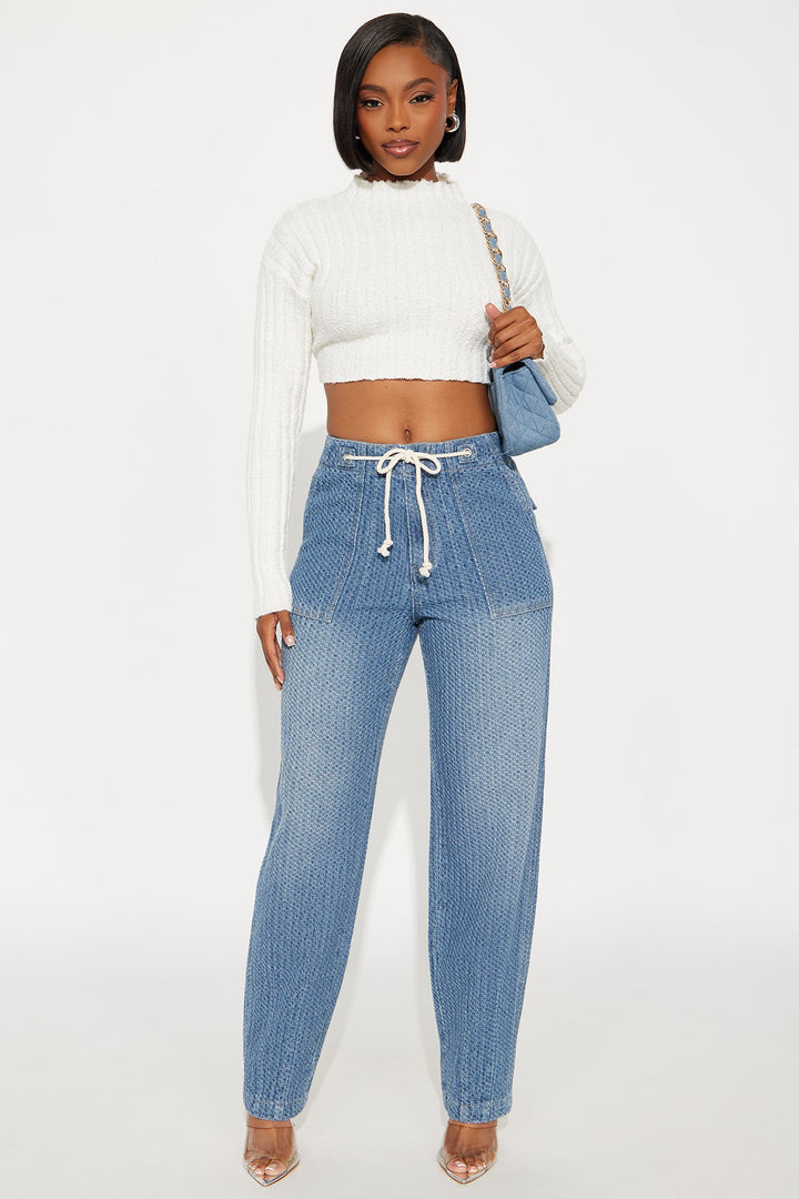 Nolita Loose Textured Jeans - Medium Wash