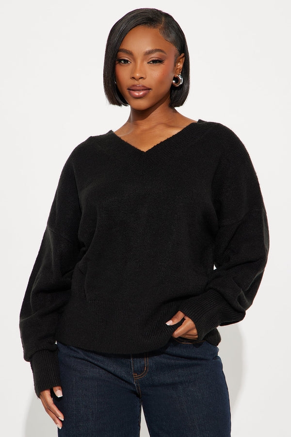 Serene V Neck Sweater - Black