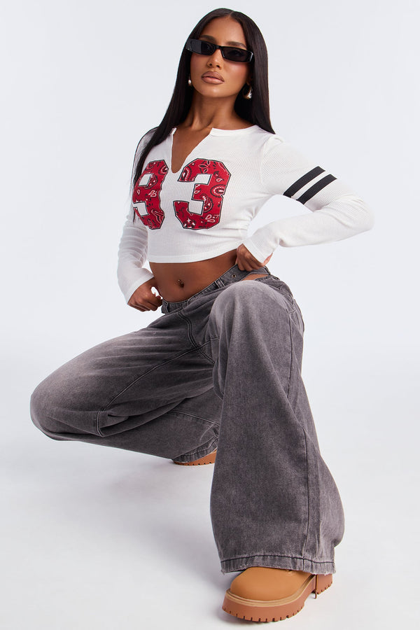 Tempting Cut Out Wide Leg Jeans - Black Wash