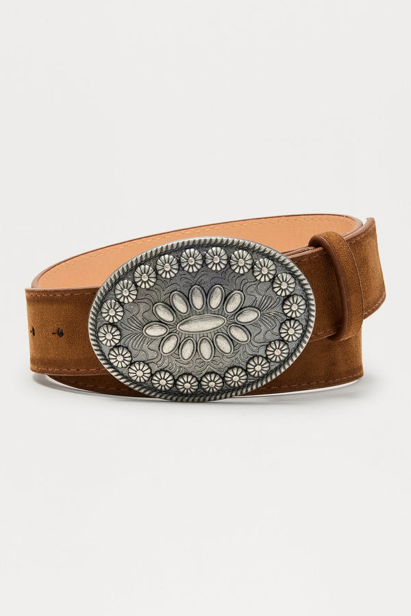 Artisan Faux Suede Belt - Brown