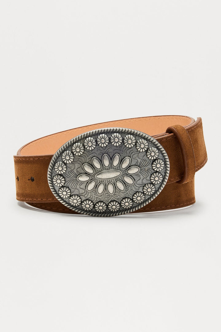 Artisan Faux Suede Belt - Brown
