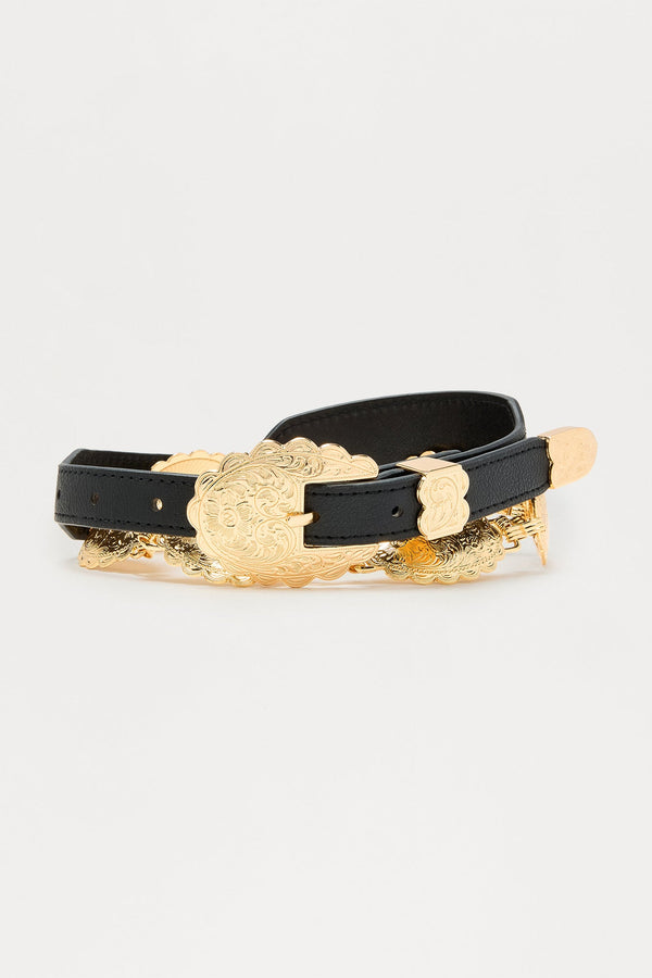 Make You Wonder Belt - Black/Gold