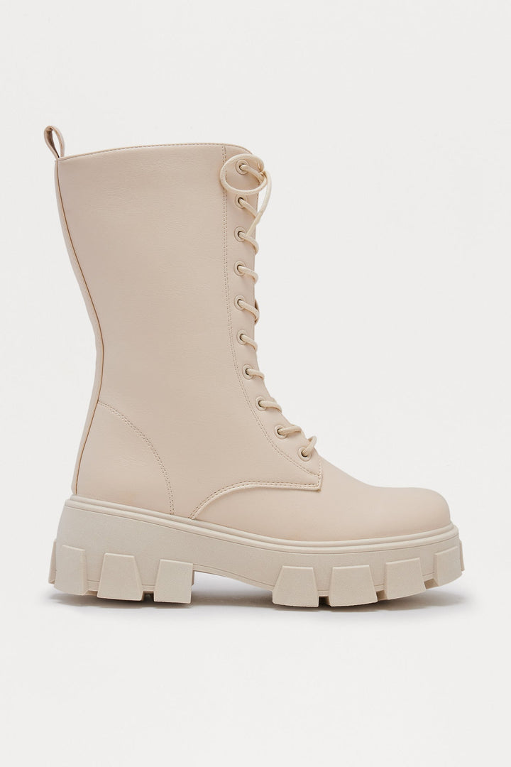 Coby Combat Boots - Beige