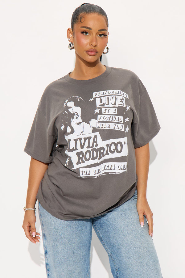 Olivia Rodrigo Live Oversized Tee - Charcoal