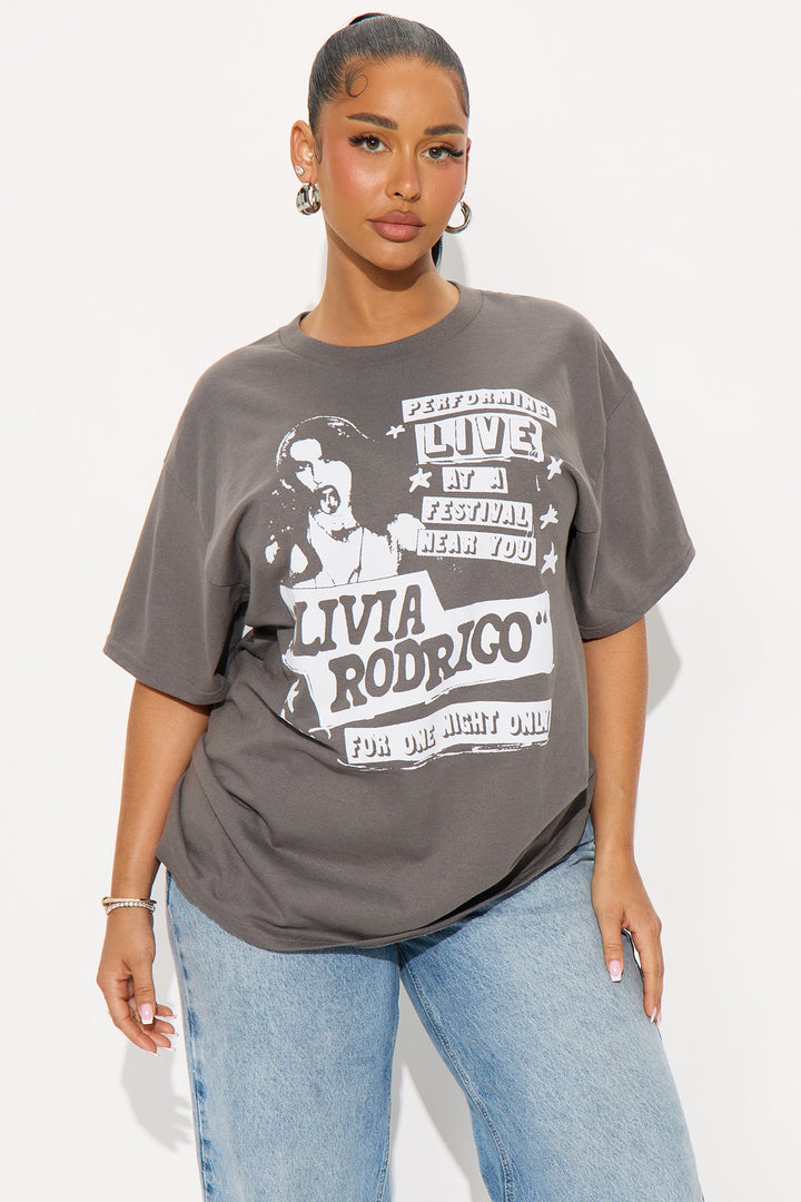 Olivia Rodrigo Live Oversized Tee - Charcoal